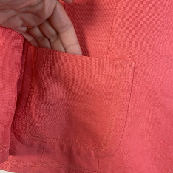 Sigrid Olsen Womens Linen Jacket Coral Pink Lined Blazer Size 16 Office Career - Picture 3 of 14